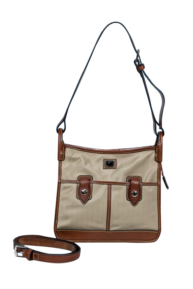 Current Boutique-Dooney & Bourke - Beige Nylon Shoulder Bag w/ Leather Trims