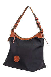 Current Boutique-Dooney & Bourke - Black Canvas Shoulder Bag w/Leather Trims