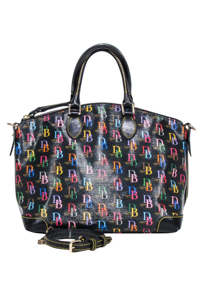 Current Boutique-Dooney & Bourke - Black w/ Rainbow Monogram Print Satchel