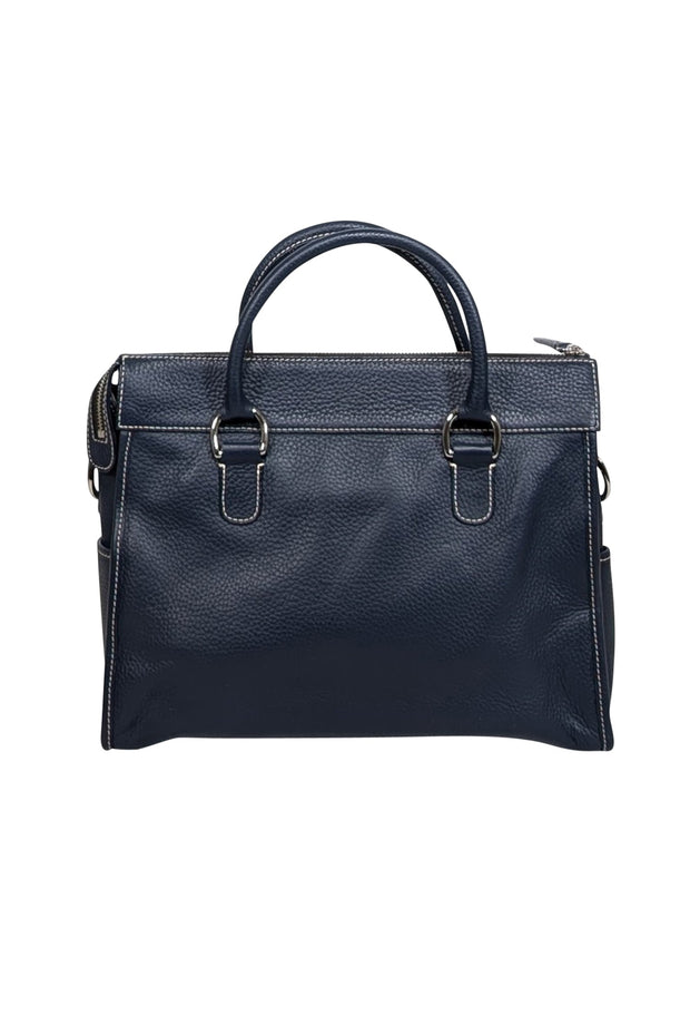 Current Boutique-Dooney & Bourke - Navy Blue Pebbled Leather Double Pocket Front Shoulder Bag