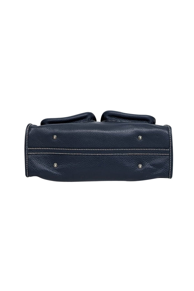 Current Boutique-Dooney & Bourke - Navy Blue Pebbled Leather Double Pocket Front Shoulder Bag