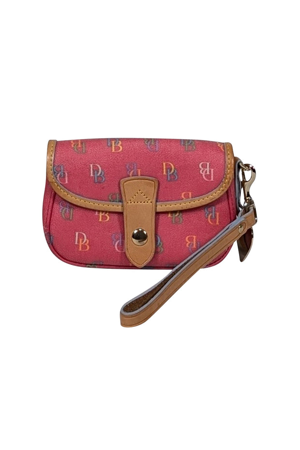 Current Boutique-Dooney & Bourke - Pink Coated Canvas Monogram Wristlet