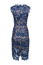 Current Boutique-Dress The Population - Navy Lace Sheath Dress w/ Nude Underlay Sz XS