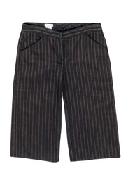 Current Boutique-Dries Van Noten - Black & Brown Pinstripe Cropped Pants Sz 6