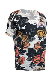 Current Boutique-Dries Van Noten - Grey, Black, & Multicolor Floral T-Shirt Sz S