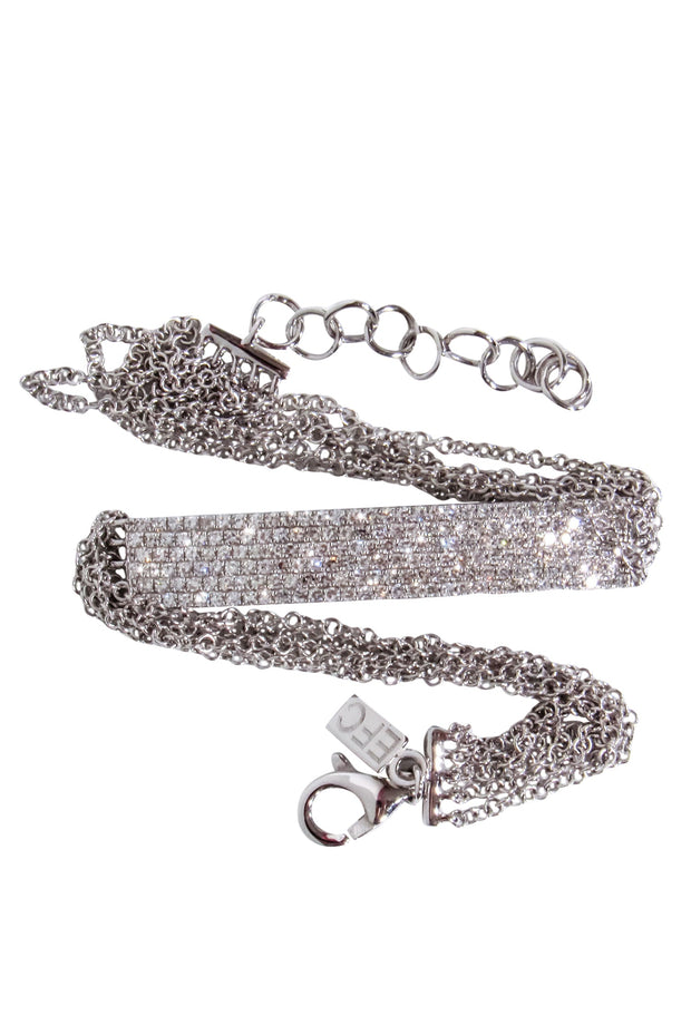 Current Boutique-EF Collection - 14K White Gold Diamond Jumbo BAR MULTI CHAIN BRACELET