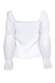 Current Boutique-Ecru - White Textured Smocked Long Sleeve Top Sz M