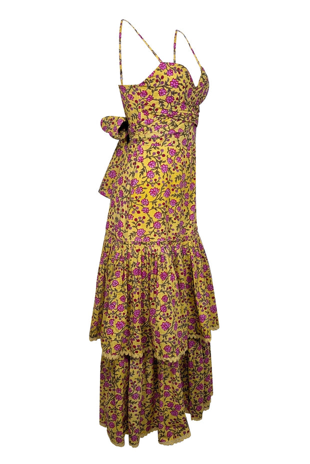 Current Boutique-Eddy - Yellow & Pink Floral Sleeveless Maxi Dress Sz 4