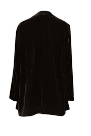 Current Boutique-Eileen Fisher - Black Velvet Open Front Collared Jacket Sz M