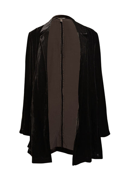 Current Boutique-Eileen Fisher - Black Velvet Open Front Collared Jacket Sz M