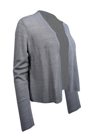 Current Boutique-Eileen Fisher - Grey Organic Linen & Cotton Blend Open Front Cardigan Sz S