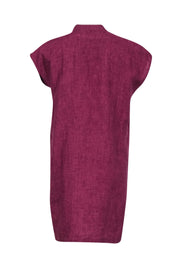 Current Boutique-Eileen Fisher - Purple Organic Linen Button Front Dress Sz S