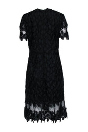 Current Boutique-Elie Tahari - Black Eyelet Lace Short Sleeve Dress Sz 12