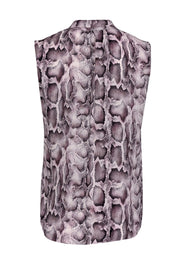 Current Boutique-Elie Tahari - Light Pink & Black Snakeskin Print Sleeveless Silk Top Sz S