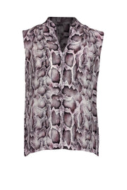 Current Boutique-Elie Tahari - Light Pink & Black Snakeskin Print Sleeveless Silk Top Sz S