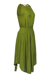 Current Boutique-Elie Tahari - Pea Green Sleeveless Satin Midi Dress Sz S