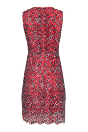 Current Boutique-Elie Tahari - Red Floral Eyelet Lace Sheath Dress Sz 6