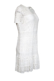 Current Boutique-Elie Tahari - White Eyelet Lace Short Sleeve Dress Sz 12