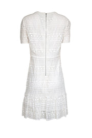 Current Boutique-Elie Tahari - White Eyelet Lace Short Sleeve Dress Sz 12