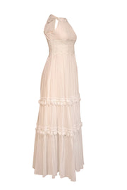 Current Boutique-Eliza J - White Sleeveless Eyelet Lace Trim Maxi Dress Sz 4P