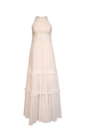 Current Boutique-Eliza J - White Sleeveless Eyelet Lace Trim Maxi Dress Sz 4P