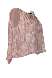 Current Boutique-Elizabeth & James - Blush & Beige Spotted Print Sleeveless Silk Top Sz M