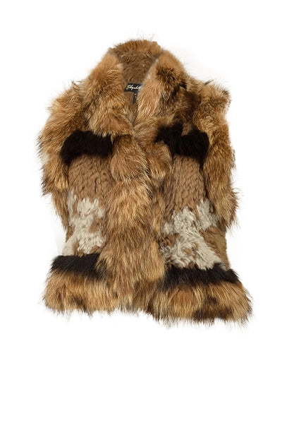 Current Boutique-Elizabeth & James - Brown & Grey Fur Vest Sz XS/S