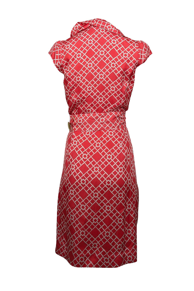 Current Boutique-Elizabeth McKay - Pink & White Print Silk Wrap Dress Sz 10