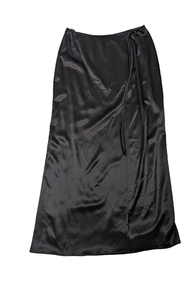 Current Boutique-Emanuel Ungaro - Black Silk Maxi Wrap Skirt Sz XXL