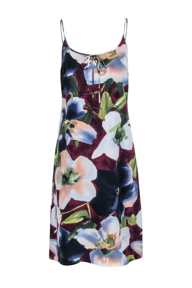 Current Boutique-Emanuel Ungaro - Maroon, blue, & Green Floral Print Dress Sz 10