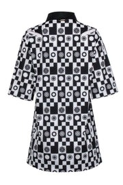 Current Boutique-Emma Wallace - Black & White Checkered Floral Print Dress Sz 4