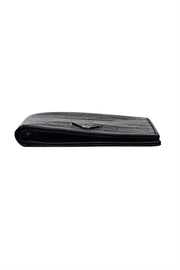 Current Boutique-Emporio Armani - Black Croc Embossed Leather Wallet