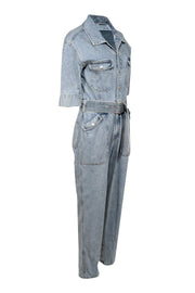 Current Boutique-Ena Pelly - Medium Wash Denim Short Sleeve Jumpsuit Sz 6