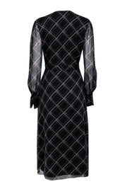 Current Boutique-Equipment - Black & Beige Abstract Print Long Sleeve Midi Dress Sz 6