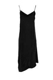 Current Boutique-Equipment - Black Silk Slip Dress w/ Asymmetrical Hem Sz M