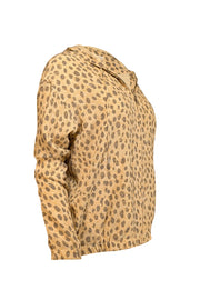 Current Boutique-Equipment - Cream w/ Tan & Black Spotted Print Silk Jacket Sz S