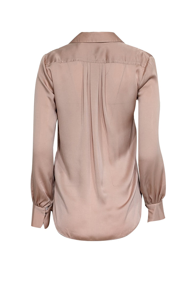 Current Boutique-Equipment - Dusty Rose Pleated Satin Blouse Sz XS