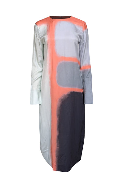 Current Boutique-Equipment - Grey, Orange, Mint, & Black Print Silk Blend Dress Sz S