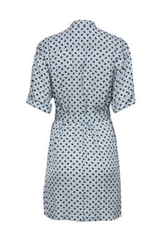 Current Boutique-Equipment - Light Blue & Black Print Short Sleeve Dress Sz 6