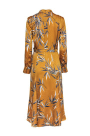 Current Boutique-Equipment - Mustard Yellow Leaf Print Long Sleeve Dress Sz 6