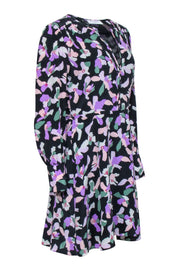 Current Boutique-Equipment - Navy, Lavender, & Green Print Silk Dress Sz 8