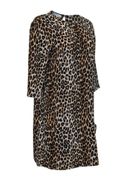 Current Boutique-Equipment - Tan, Beige, & Black Leopard Print Silk Shift Dress Sz L