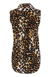 Current Boutique-Equipment - Tan & Black Leopard Print Sleeveless Silk Blouse Sz XS