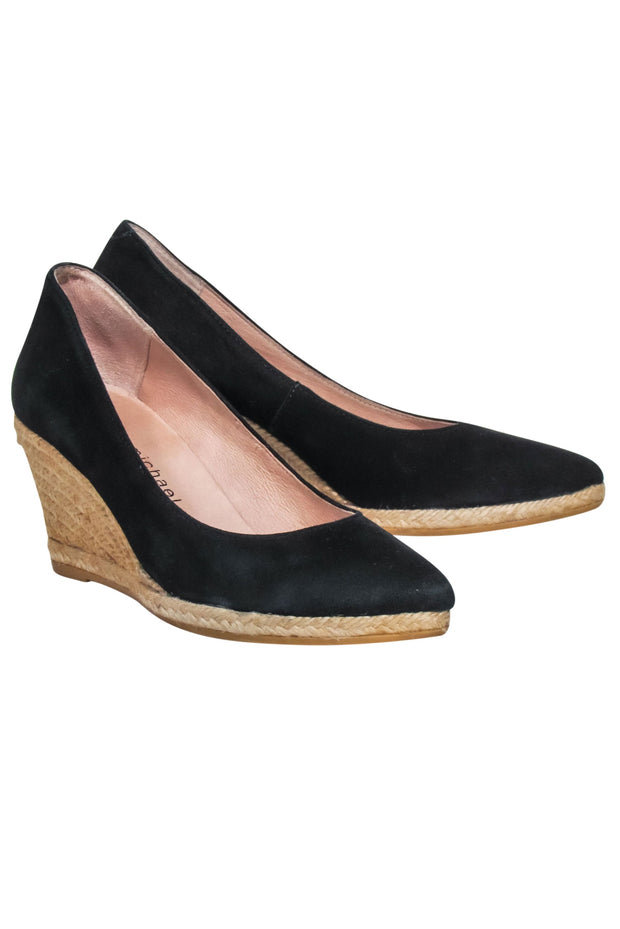 Current Boutique-Eric Michael - Black Suede Espadrille Wedges Sz 7