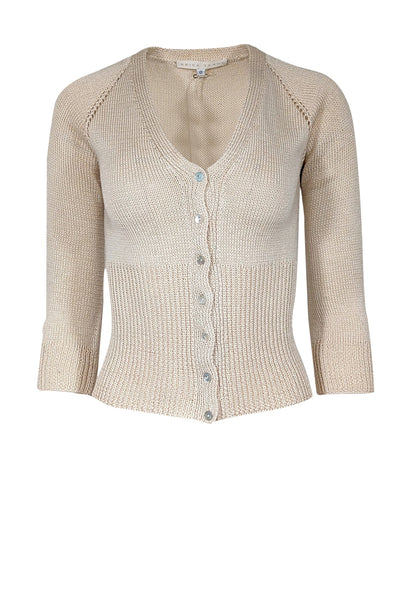 Current Boutique-Erica Tanov - Beige Cotton Raglan Sleeve Cardigan Sz 0