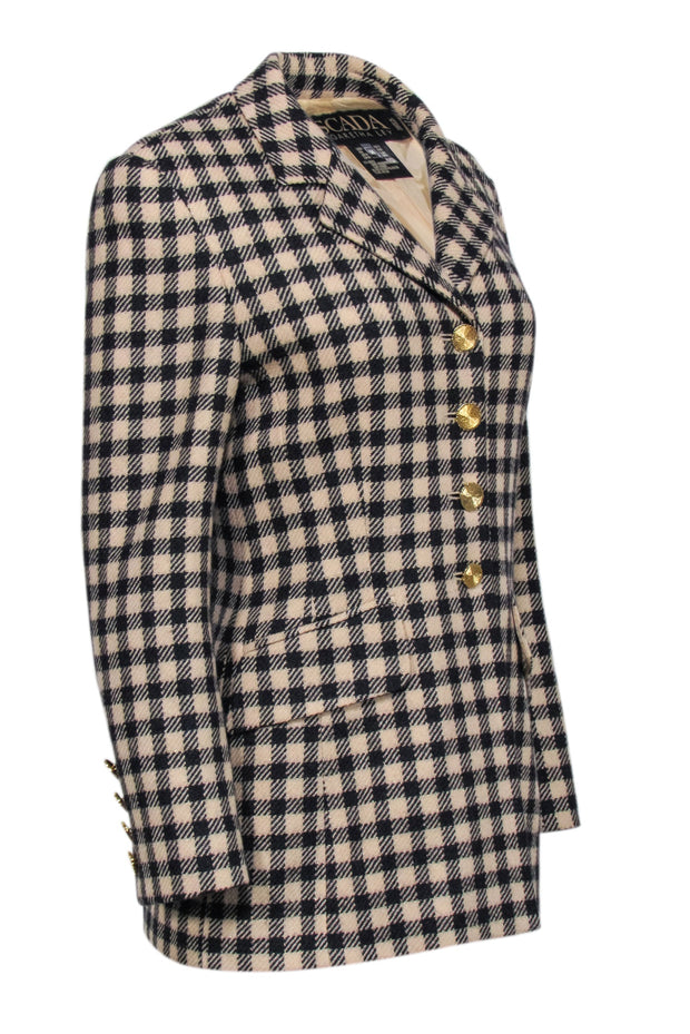 Current Boutique-Escada - Black & Beige Buffalo Check Wool Blend Blazer Sz 6