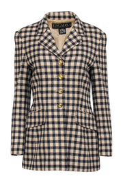 Current Boutique-Escada - Black & Beige Buffalo Check Wool Blend Blazer Sz 6