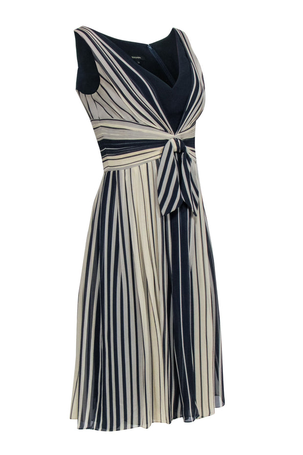 Current Boutique-Escada - Navy & White Sleeveless Silk Dress Sz 6