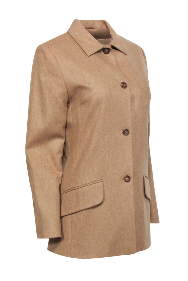 Current Boutique-Escada Sport - Camel Wool & Cashmere Blend Longline Blazer Sz 6