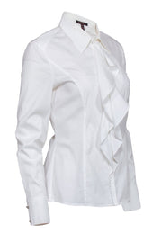 Current Boutique-Escada - White Long Sleeve Zipper Front Shirt Sz 8